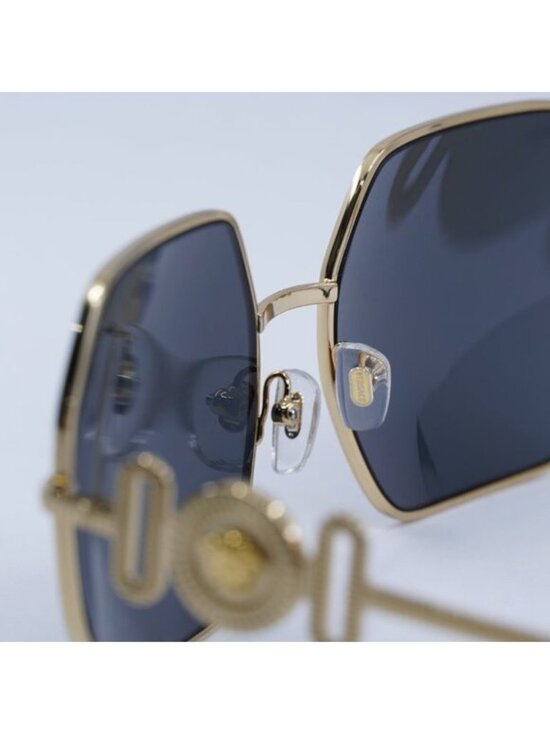 Versace VE2248 100287 Women Sunglasses - Gold Geometric Frame, Grey Lenses